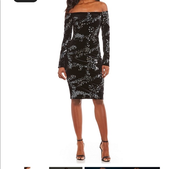 eliza j off the shoulder velvet dress